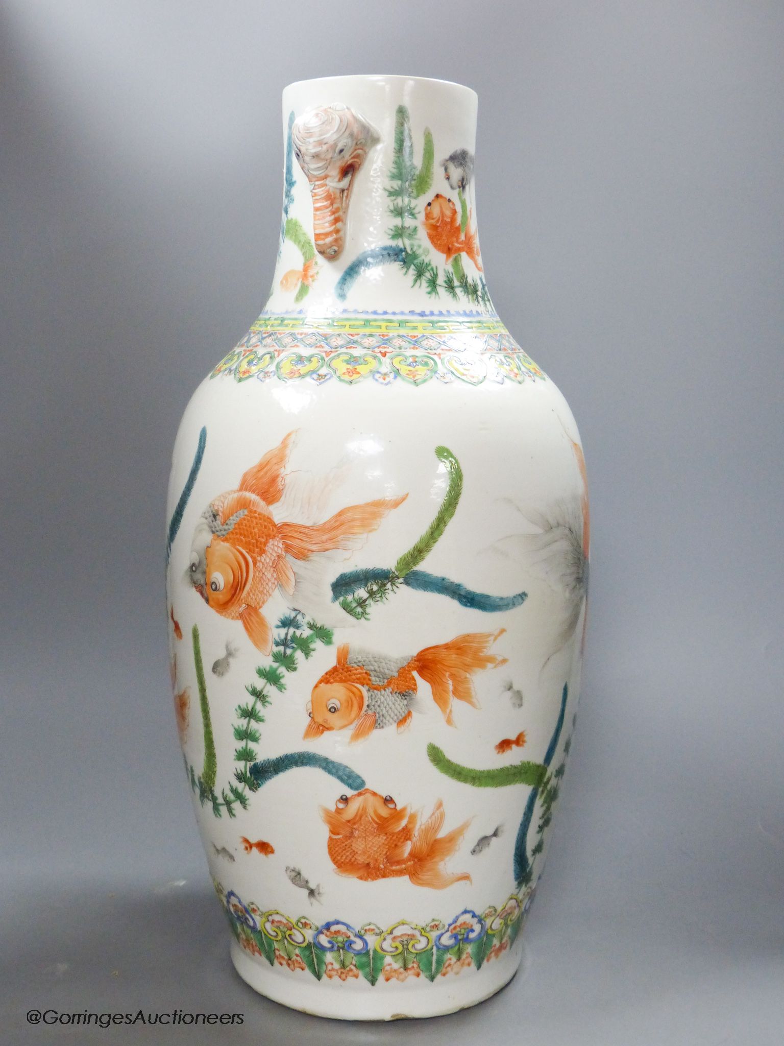 An early 20th century Chinese 'goldfish' vase, height 53cm